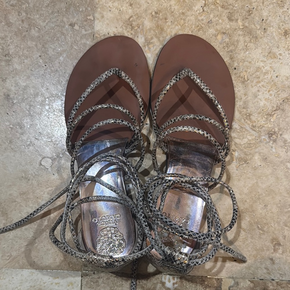 Women's Brown and Silver Sandals